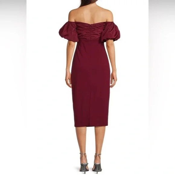NWT Belle by Badgley Mischka Harlow Off-the-Shoulder Puffed Sleeve Dress,size 12 - Picture 2 of 14